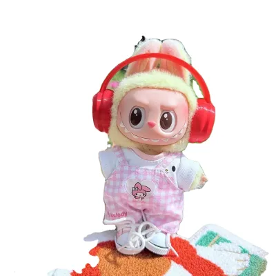 LINDA Wholesale Labubu Popmart Macaron Headphones Labubu Plastic Earphone Accessories Labubu Original Color Set