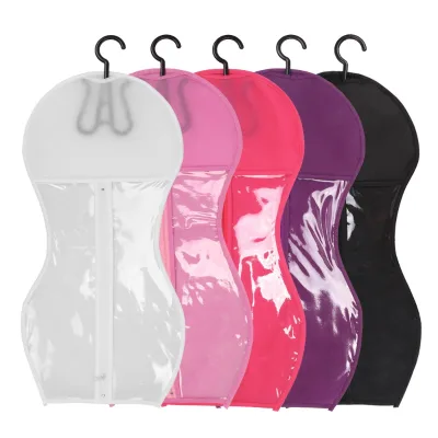 29 60cm Custom Logo Promotion Non-Woven Transparent S-Shaped Waist Dust-Proof Reusable Wig Storage & Packaging Bag