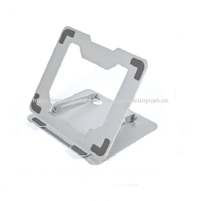 Tablet Stand with Phone Holder Silver Gray Adjustable Height 360 Degree Rotation Magnetic Mount Anti Slip