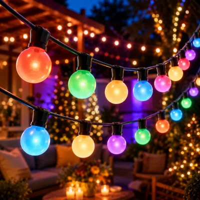 G40 Bulb Christmas Cafe Lights with Outdoor Patio Lights Waterproof String Lights and Decorative String Lights for Terrace