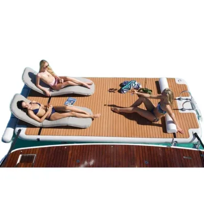 Drop Stitch PVC Teak Swim Platform Floating Dock Ladder Gonfiabile Water Play Equipment Inflatable Floating Float Dock Platform
