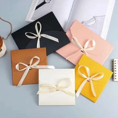 Printed Recyclable Eco-Friendly Craft Paper Box with Ribbon Exquisite Silk Gift Package for Mailing Industry Gifts