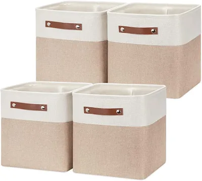 Foldable Storage Cubes Baskets for Organizing, Fabric Cube Storage Bins, Collapsible Storage Basket Bins Cube with Handles