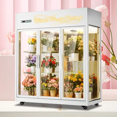 3-Door Flower Chiller Cabinet - Energy Efficient Refrigeration Equipment for Flower Shop Storage