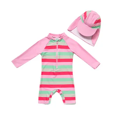 Baby & Toddler Swimsuit Girls Long Sleeve One-Piece Bathing Suit with UPF 50+ Sun Protection