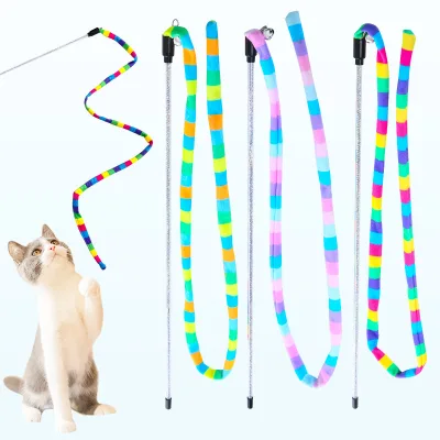 Cheap Funny Pet Cat Kitten Dancer Interactive Charmer Wand Teaser Exercise Rope Toys