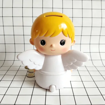 Cartoon Angel Piggy Bank Home Desk Decor Toy Vinyl Eco-Friendly Unbreakable Coin Bank Creative Gift for Kids