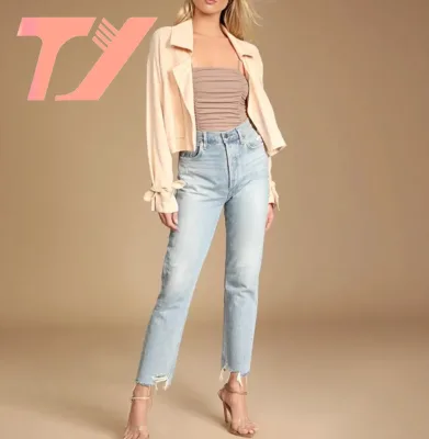 TUOYI Custom Lantern Sleeve Cropped Overcoat Single Breasted Outwear Fashion Vintage Corduroy Autumn Winter Coat Women Jackets