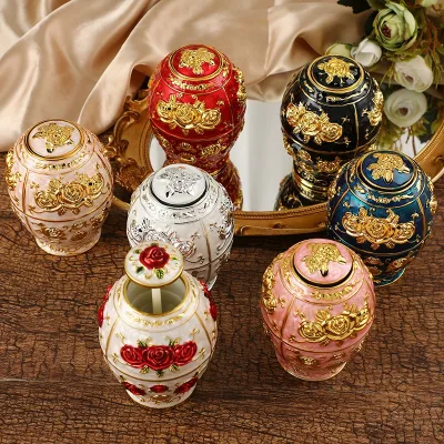 Fashionable New Chinese-style Rose Relief Embroidery Pattern Egg-shaped Toothpick Holder