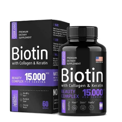 Biochealth OEM Hair Capsules Vitamin Biotin, Keratin, Collagen, Zinc, Turmeric, Probiotics, Inositol - Hair Care Supplement
