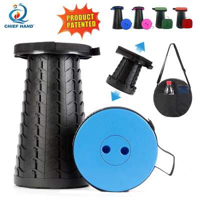 High Quality Nordic  Living Outdoor  Portable Folding  Stool Round Plastic Modern Stackable Telescopic Stool Chair