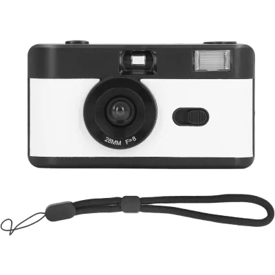 35mm Film Camera Automatic Built-in Flash Fixed Focus Retro Supports Black White/Color Film ISO200/400 AA Battery Reusable