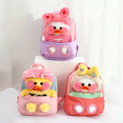 Factory New Arrival Plush Schoolbag Yellow Lalafanfan Duck Plush Soft Cute Style Lalafanfan Backpack