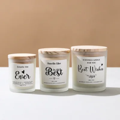 Soy Scented Candles, Natural Organic Candles for Home Scented with Thick Frosted Glass and Bamboo Wood Lid Long-Lasting