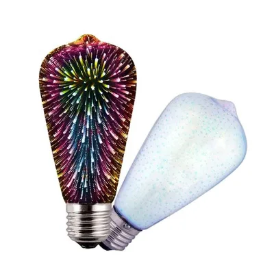 Light Bulb Wholesale Price LED Edison Aluminum Durable E27 3D Stereoscopic Starry Scene Bulb ST64 4w Firework Effect Light Bulb