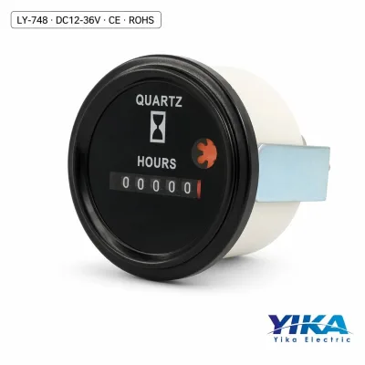 LY-748 Mini Hour Meter Round Mechanical Timer 12-36V Professional Engine Gauge for Auto/Engineering Vehicles