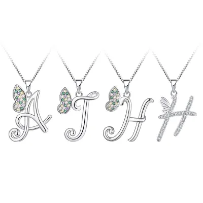 YH JEWELLERY Factory Custom Letter Number Diy Fashion Custom Jewelry Letter J Pendant 925 Sterling Silver Necklace