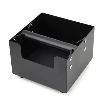 Matte Black Stainless Steel Square Coffee Grounds Holder with Easy Empty Feature Stocked for Coffee Station