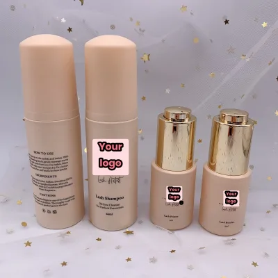 extra Small Custom Lash Shampoo Private Label Bottle 60ml Set Luxury Brown Matte Lash Shampoo