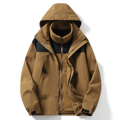Unisex Detachable Winter Jacket Windproof Fleece-Lined Thickened Thermal Coat for Hiking Mountaineering & Cold Weather Outdoor