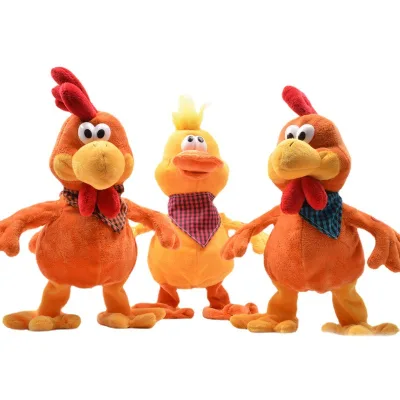Cross Border Electric Plush Rooster Toy Crazily Dancing Chicken Duck Frog Funny Singing Doll Holding Neck Screaming Chicken