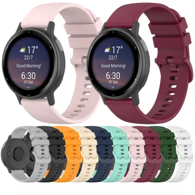 Flat End Silicone Watch Strap for Garmin Vivoactive 5 20mm 22mm Universal Replacement Sport Wrist Band Smart Watch Accessories