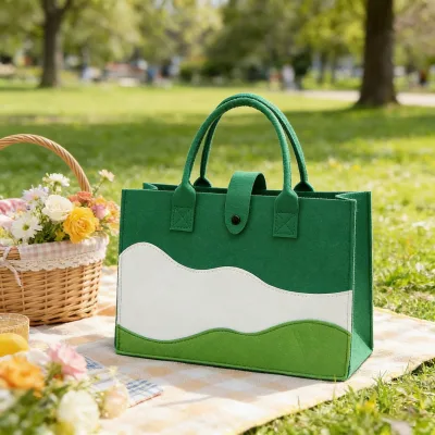 Bestseller Mountain Inspired Color Block Felt Tote Bag Clasp Closure for Handbag Eco-friendly Shopping Bags Making Made in China