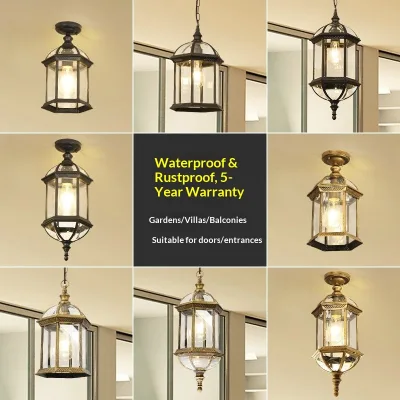 Outdoor Chandelier Waterproof Modern Nordic Industrial Retro Style Courtyard Gazebo Landscape Light