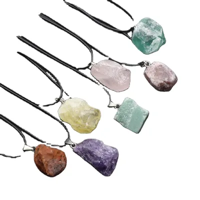 HY Natural Raw Crystal Pendants Natural Stone Charms Rough Irregular Shape Gemstone Supplies Necklace Pendant Jewelry