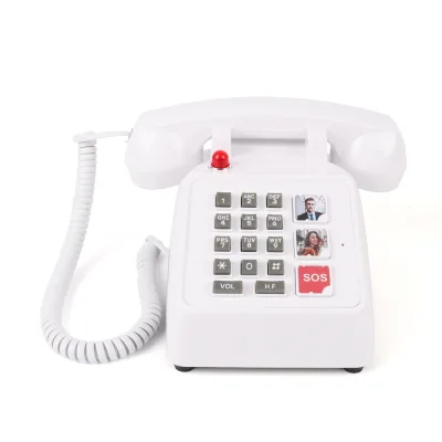 Landline Desk Corded Telephone Picture Phone for Seniors with Speaker Amplified One Touch Key SOS Memory Telephone for Elder