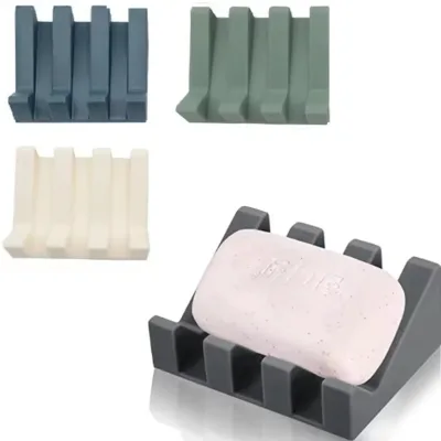 Silicone Soap Dish Dispenser Tilt Drain Soap Box and Sponge Storage Rack for Bathroom and Kitchen for Hotel Use