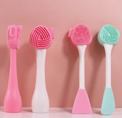 Double-ended Silicone Facial Cleansing Brush Dual Use Massage & Makeup Remover Brush for Pore Cleansing Mud Mask Brush