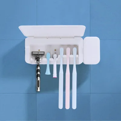 Timer LED Rechargeable Toothbrush Organizers for Bathroom, Wall Mounted Automatic Cleaner Toothbrush Holder for Electronic Tooth
