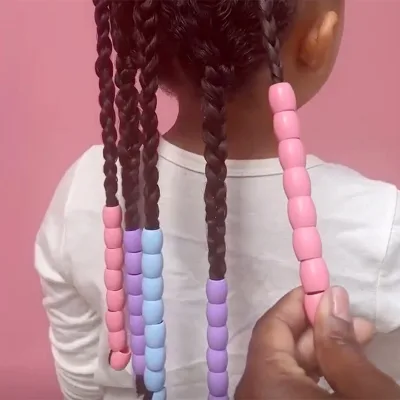 Dreadlocks Wig Silicone Hair Beads DIY Black Children's Silicone Beads Loose Beads Hair Accessories