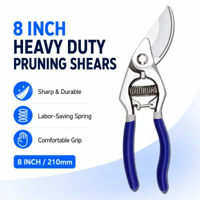 Factory Direct Supply Professional Labor-Saving Spring Loaded 8 Inch Pruning Shears for Tree Trimming and Garden Maintenance