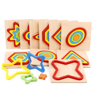 Teaching Aids Three-Dimensional Puzzle Toys House Rainbow Shaped 3D Puzzle Educational Montessori Wooden Animals Puzzle With Let