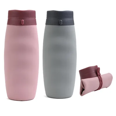 Outdoor Custom Logo Color Portable Water Bottle Silicone Water Bottle Reusable Collapsible Travel Drinking Foldable Silicone