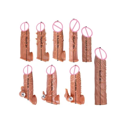 Reusable Condom Realistic Dragon Cock Sleeve Vibrating Penis Sleeve Sex Toys for Men