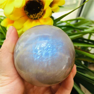 Natural Healing Moonstone Crystal Sphere Ball with Blue Flash Moonstone Sphere