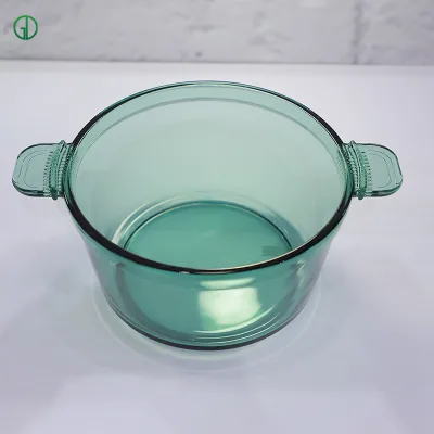 Heat Resistant Stock Cute Glass Cookware Household High Borosilicate Kitchen Dish Food Soup Glass Cooking Pot with Handle