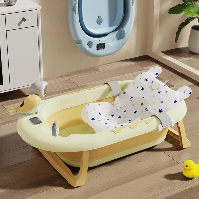 Hot Infant Baby Plastic Foldable Infant Bathtub with Temperature and Baby Bath Tubs Set
