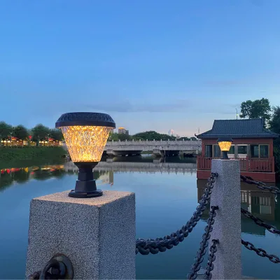 Remote Control Outdoor Use ABS PC Frame White Warm RGB Color Solar Post Light Led Solar Powered Pillar Lights
