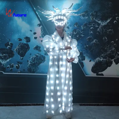 Future Phantom LED Light-Up Clown & Magician Costume | Glowing Outfit for Street Performances, Crystal Ball Shows & Stage Acts