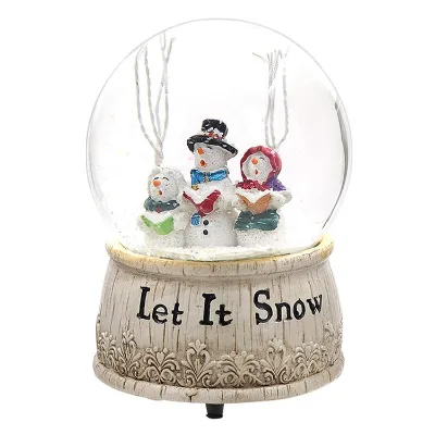 Glass Musical Snow Globe Snowman Glitter Dome Polystone Water Globe Decorate, Let It Snow