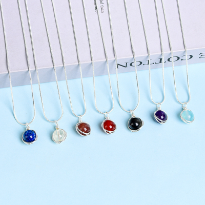 Twelve Zodiac Signs Necklace Pendant Hot-Selling Simple Trendy Link Multi-Color Options Including White Crystal Pink Quartz