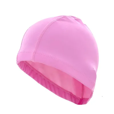Custom Printed Waterproof Protect Ears Long Hair Boy Girl PU Fabric Children Sports Swim Hat Funny Swimming Cap for kids