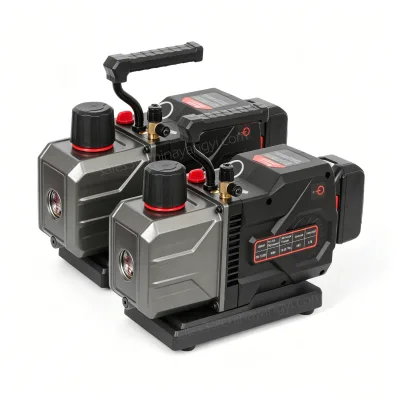 Two Stage Cordless Piston Pump 18V Lithium Battery Brushless 2/3/4/6 CFM High Pressure R32 R410a for Air Conditioner Repair HVAC