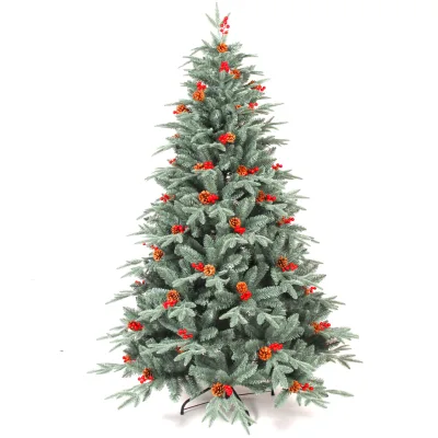 OEM PVC PE Mix 5ft 6ft 7ft 8ft Christmas Trees Artificial Decorated Christmas Tree with Pine Cones Red Berries Ornament