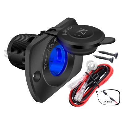 Universal 12-24V DC Power Outlet Automotive Car Cigarette Lighter Socket with Lighted Female Adapter Hardness