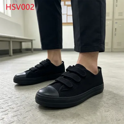 LXG,Prison Daily Wear Non-ligature Black Hua Singh Sneakers Correctional Facility Low Noise Sole Easy On&off Inmate Shoes HSV002